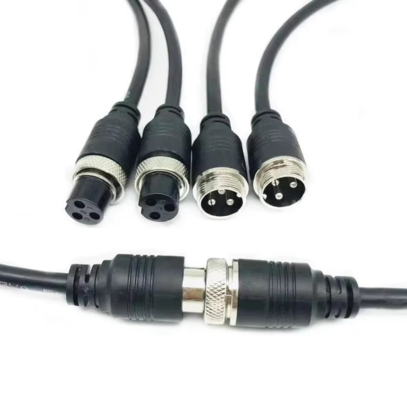 GX16 Luftfahrtstecker mit Kabel als Stecker auf Buchse, Schwarz - Bild 4