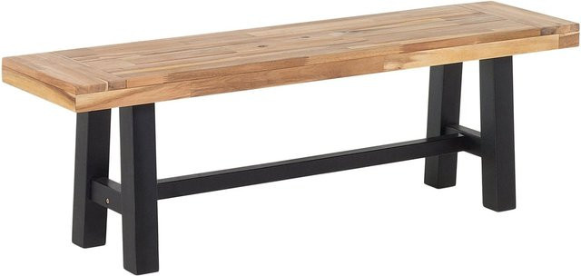 Beliani Gartenbank aus Akazienholz im Industrial-Design, Farbe Schwarz und Braun, B/T/H: 140 x 36 x 45 cm - Bild 1