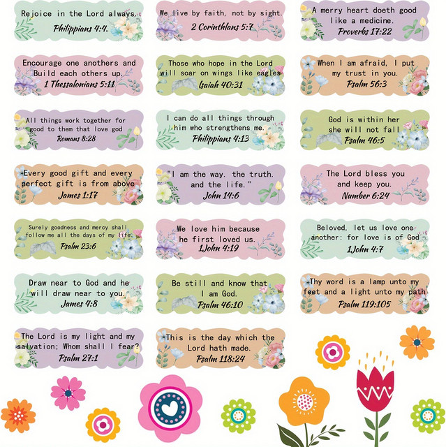 200 Stück inspirierende Aufkleber mit bunten Blumen und religiösen Motiven, Multicolour, für Planer, Laptop und Bildschirme - Bild 1