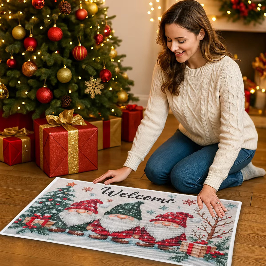 VIKAMA Weihnachtsbodenmatte als rutschfeste Weihnachtsdekoration und Eingangsteppich für deine Heimdekoration - Bild 2