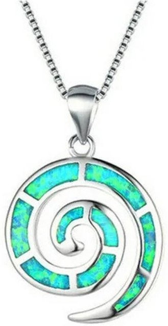 YIRAN Halskette, Schnecke, Blaues Imitat Opal, Kristall, Damen, 50cm - Bild 1