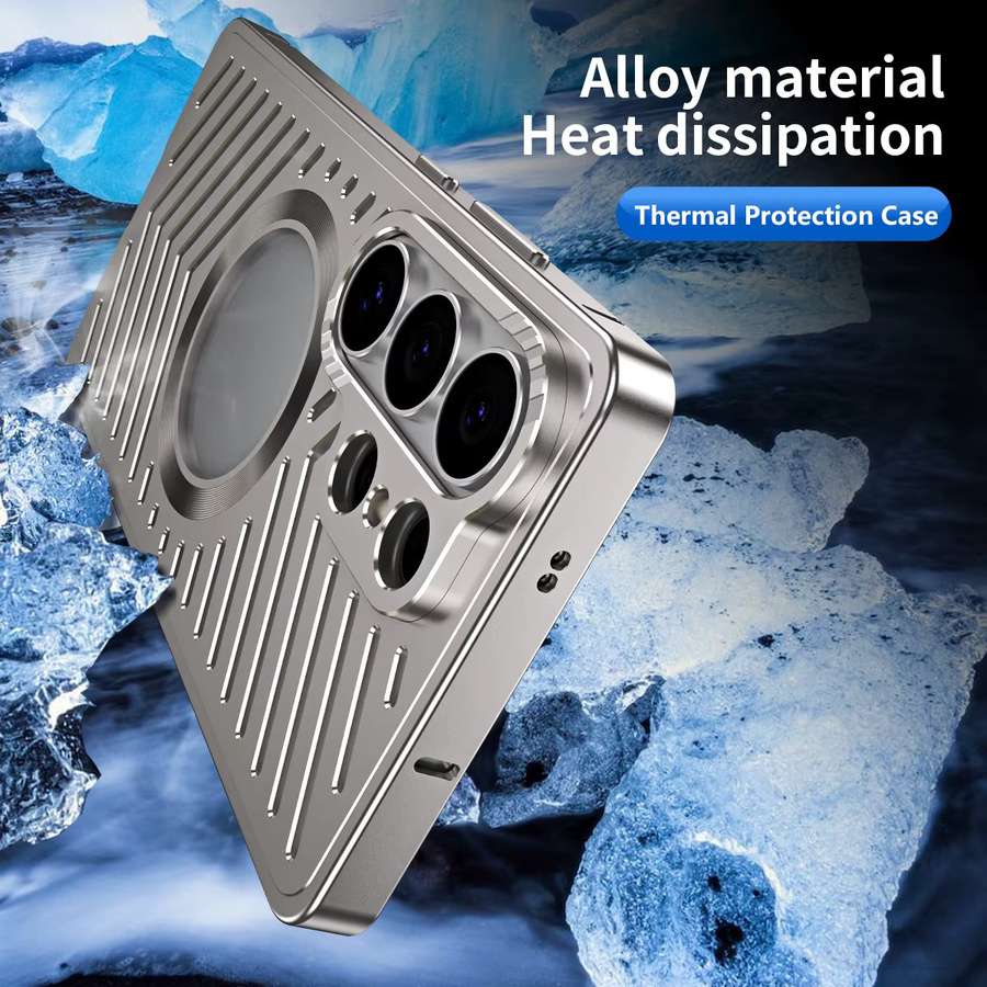 Magnetische Magsafe Schutzhülle aus Aluminiumlegierung für Samsung Galaxy S24 S25 S26 Ultra in Silver mit Schnellkühlfunktion - Bild 3