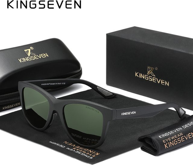 KINGSEVEN Sonnenbrille, Rund, Vollrand, Kunststoff, Schwarz, Unisex - Bild 1