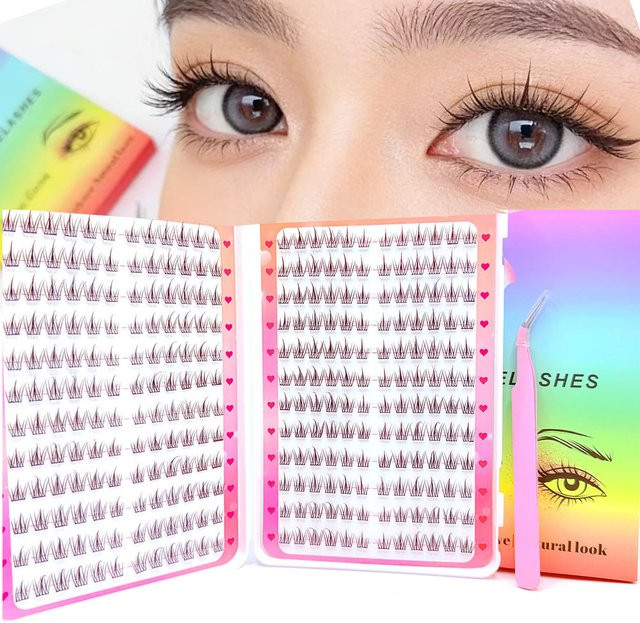 lonzunin Wimpernverlängerungs-Set, 288 Cluster Selbstklebende Wimpern, mit Pinzette - Bild 1