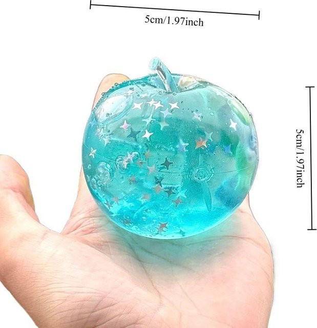 Blauer Ozean Apfel hi Squishy, Quetschspielzeug, mit Mini-Muschel, Sternen-Pailletten innen, weiches Fidget-Spielzeug - Bild 1