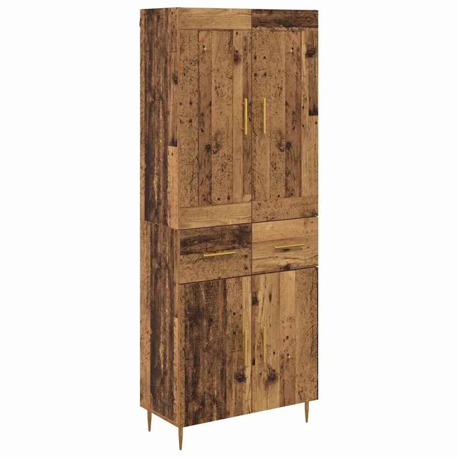 vidaXL Highboard in Altholz-Optik mit Schubladen und Türen, Braun, B/T/H: 69,5 x 34 x 180 cm - Bild 2
