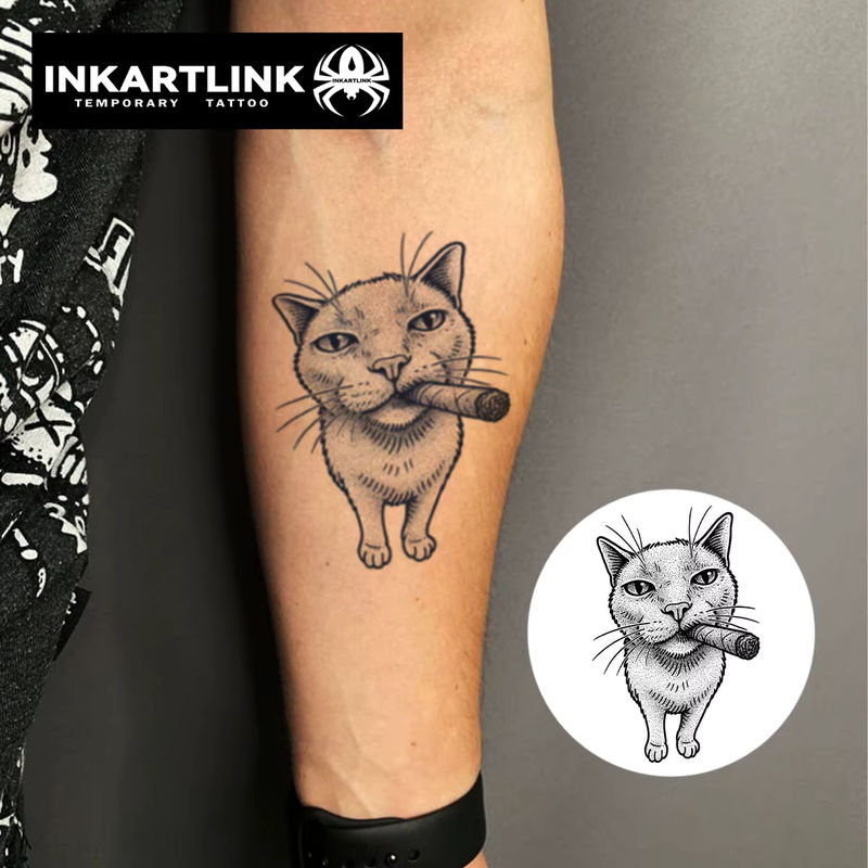 INKARTLINK Zigarren-Kätzchen-Tattoo-Pflaster, wasserfest - Bild 2