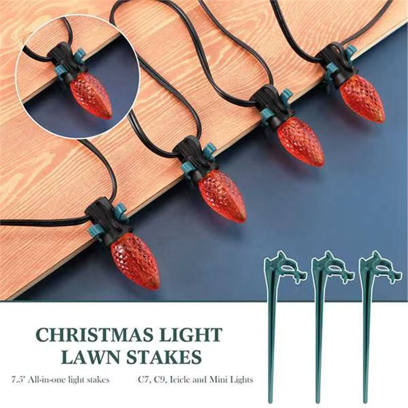 ABUH 60er-Pack universelle Weihnachtslichtpfähle aus Kunststoff für C7 und C9 Lichter, Rasenpfähle für den Außenbereich, Höhe: 19,05 cm - Bild 3