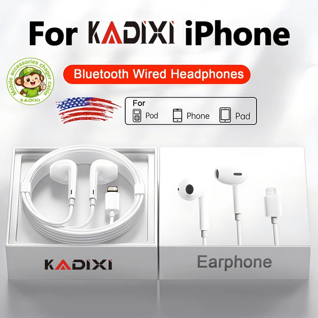 KADIXI In-Ear Kopfhörer mit Bluetooth und Kabel für iPhone, Weiß - Bild 1