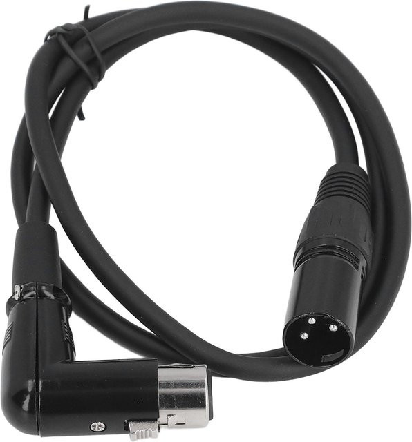 Andoer XLR-Kabel 3-polig symmetrisch in Schwarz mit geradem Stecker und 90-Grad-Winkelbuchse - Bild 1