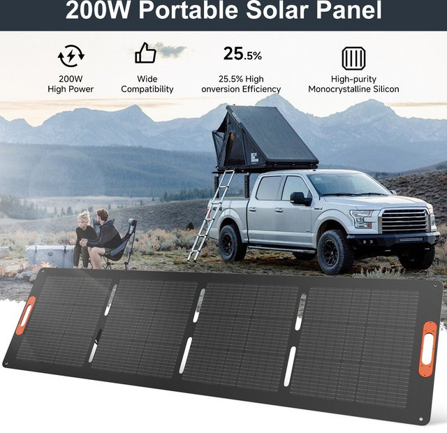 RVPOZWER 200W Starres Monokristallines Solarmodul mit integriertem Design, IP68 Wasserdicht, 25,5% Wirkungsgrad, Tragbares PV-Panel für Hausdach, Wohnmobil und Camping - Bild 1
