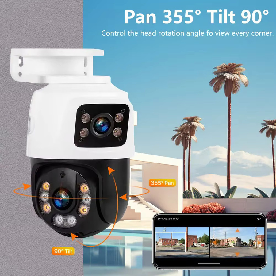 Xmeye 4K Dual Objektiv PTZ IP Kamera mit 8MP PoE, Outdoor CCTV Überwachungskamera mit Zwei-Wege-Audio und Personenerkennung, Weiß - Bild 5