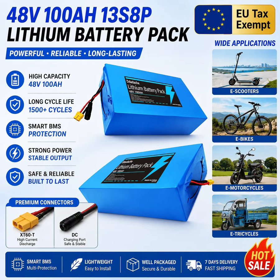 Lithium-Akku 48V 100Ah für Citycoco Motorroller mit integriertem 50A BMS in Blau - Bild 4