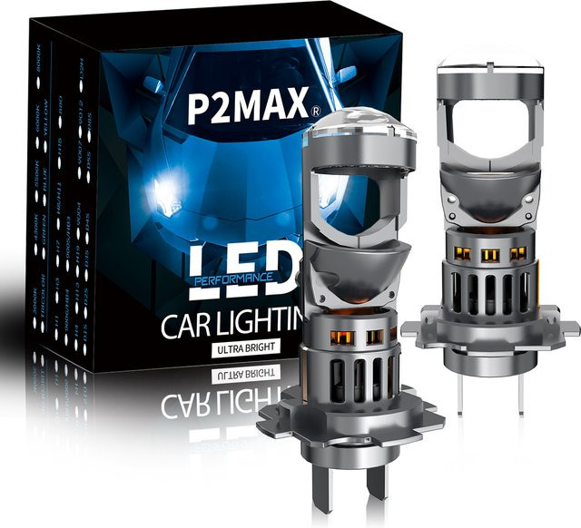 p2max LED-Projektorlinsenbirnen G18 H7 60W 6000K Weiß/Silber für Autoscheinwerfer mit präziser Lichtlinie - Bild 1
