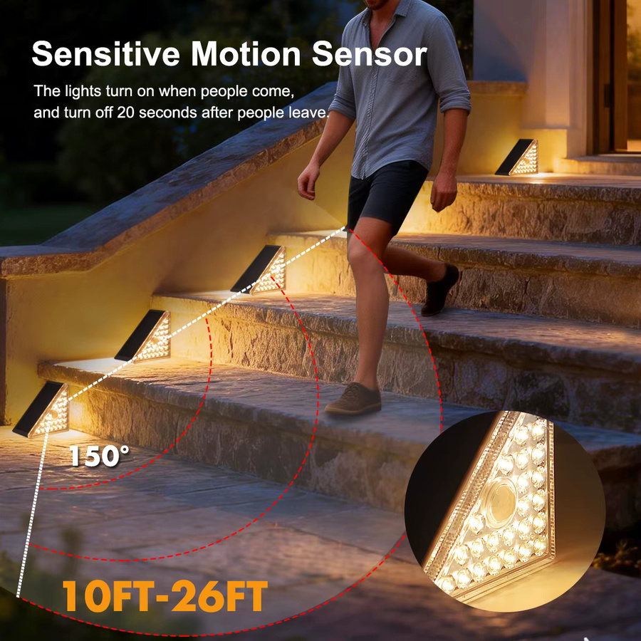 AMARYLLIS LED Solar-Terrassenleuchten Set mit warmweißem Licht, IP65 wasserdicht, dreieckige Solarleuchten für Garten, Terrasse und Treppen - Bild 3