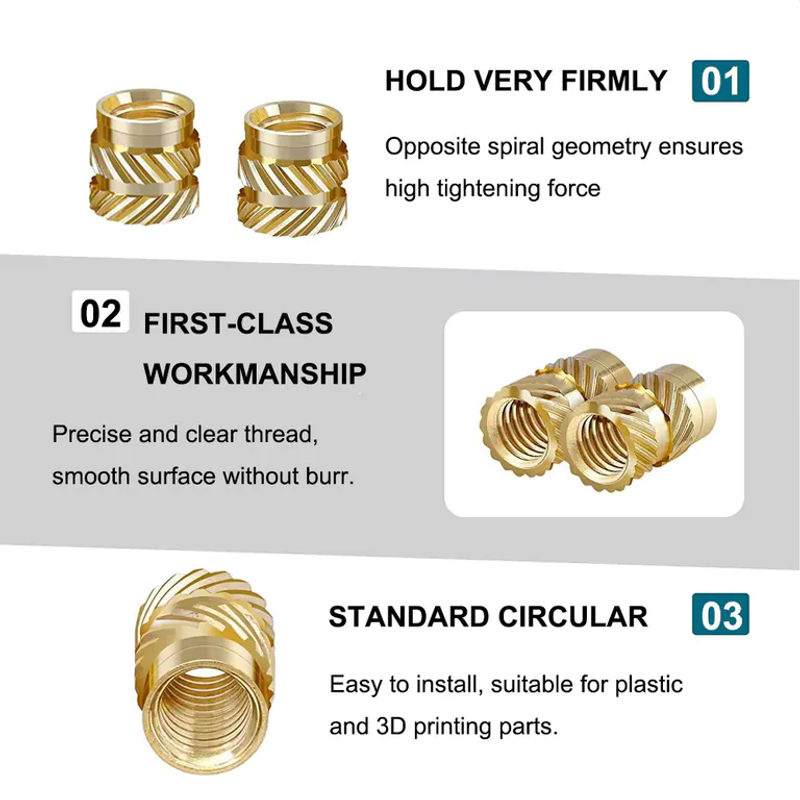 30 Stück JOYYSET M3 Gewinde Heat Set Messingmuttern, hitzebeständige Einbettungsmutter für 3D-Drucker, Farbe: Gold, Maße: M3 x 5 x 4 mm - Bild 3