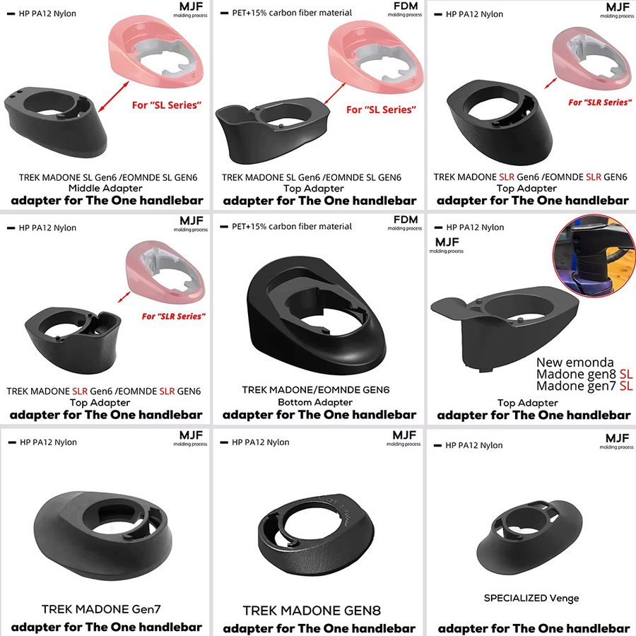 3D-gedruckter Adapter für Madone 8, Emonda, Tarmac und V4RS zur Integration von TheOne Pro T1/T3 Lenkern in Schwarz - Bild 1