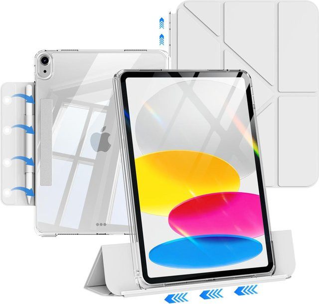 ZOYU Magnetisches Cover für iPad Pro 11, iPad Air 11 und iPad Mini 6, Schiebbares und abnehmbares Case, Farbe: Weiß - Bild 1