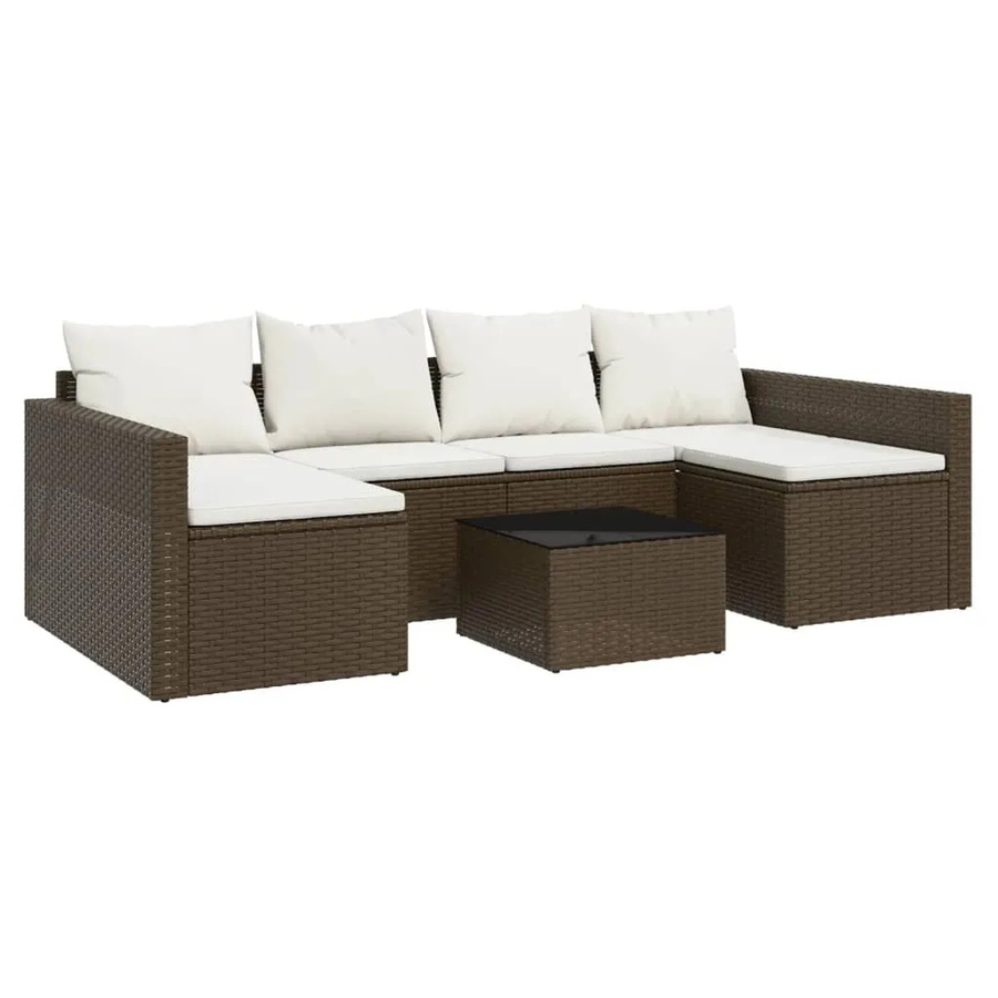 vidaXL 2-teiliges Garten-Lounge-Set aus braunem Poly-Rattan mit Kissen und pulverbeschichtetem Stahlgestell - Bild 2