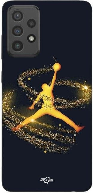 MANIACASE Handyhülle für Samsung Galaxy A53 aus Silikon TPU in Schwarz mit Jordan Logo in Gold und Schwarz - Bild 1