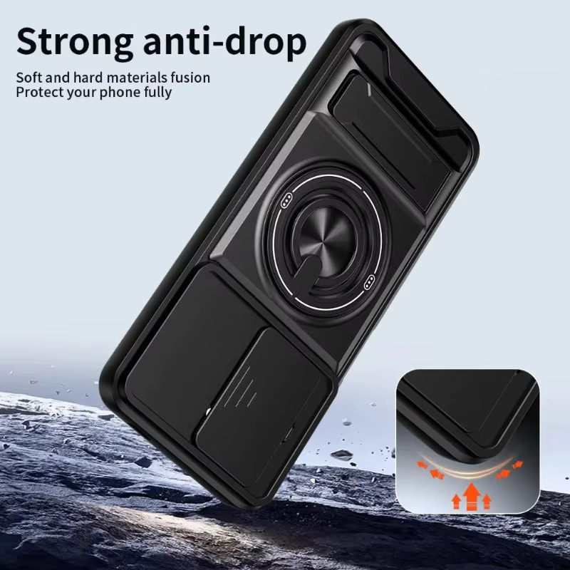 Robuste Xiaomi Poco X8 Pro Max X7 F8 Ultra F7 M8 M7 Pro 4G/5G Handyhülle aus PC und TPU mit Schiebe-Kameraabdeckung und Stoßschutz in Schwarz oder Silber - Bild 3