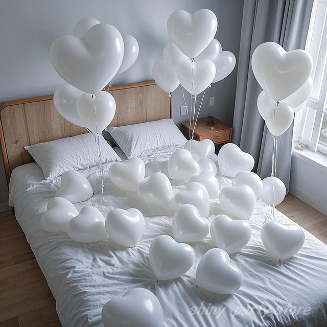 GSF Herz Ballons in Weiß und Pink für Valentinstag, Hochzeit, Geburtstag und Party, aufblasbar mit Helium oder Luft - Bild 1