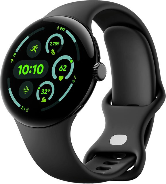 Uhrenarmband Silikon, Schwarz, Google Pixel Watch 3 45mm, Unisex - Bild 1