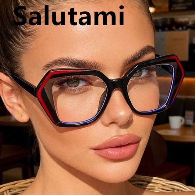 Salutami Korrektionsbrille Damen, Hexagonal, Vollrand, Schwarz, Kunststoff - Bild 1