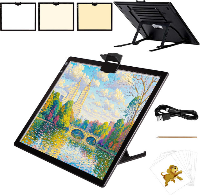 Kobaiban Kabelloses LED-Lichtpad mit integriertem faltbarem Ständer, Schwarz, 3 Farbtöne und 6 Helligkeitsstufen - Bild 1