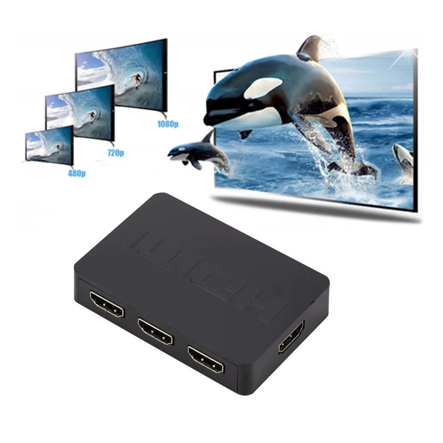 GRWIBEOU HDMI Switcher mit 3 Eingängen und 1 Ausgang, 1080P HDMI Video Splitter Hub Adapter in Schwarz - Bild 4