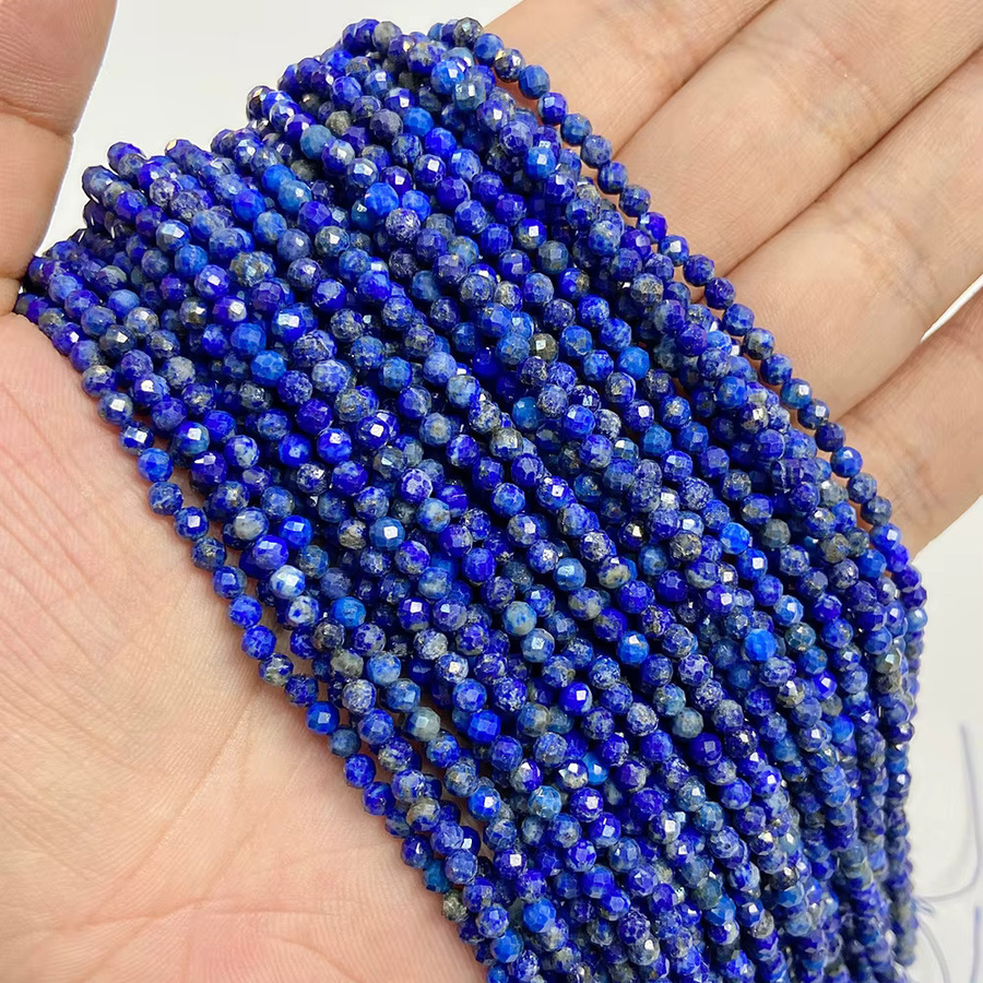 Edelsteinperlen, natürlicher blauer Aquamarin, Amazonit, Apatit, Lapislazise, 2 mm, 3 mm, 4 mm - Bild 2