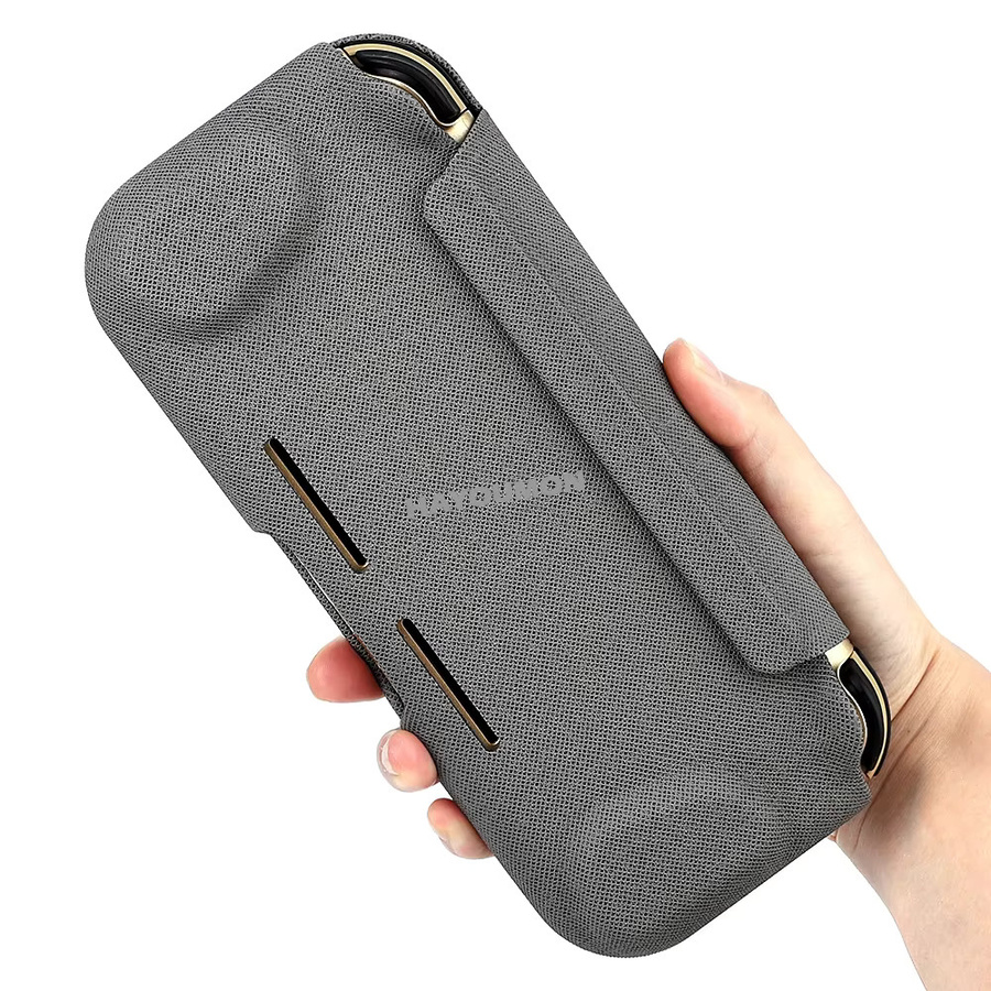 Pogopirate 2-in-1 Schutzhülle für Nintendo Switch Lite mit abnehmbarer magnetischer Schale und Flip-Cover in Grau - Bild 4