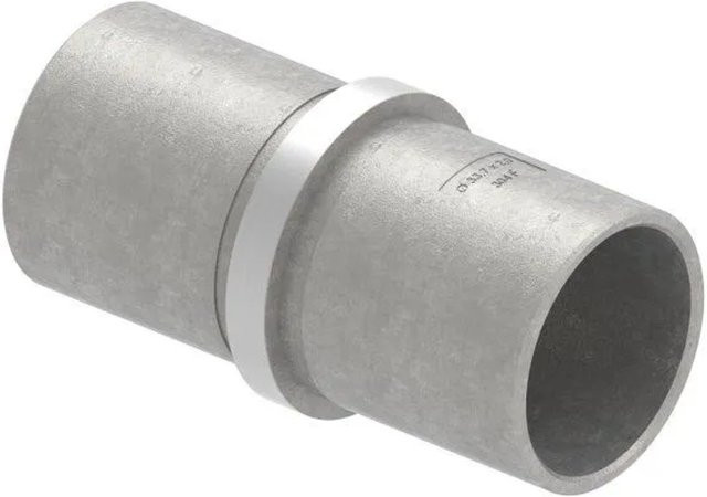 FeNau Steckfitting aus V2A Edelstahl für Rohr Ø 33,7 x 2,0 mm mit Mittelsteg in Silber - Bild 1