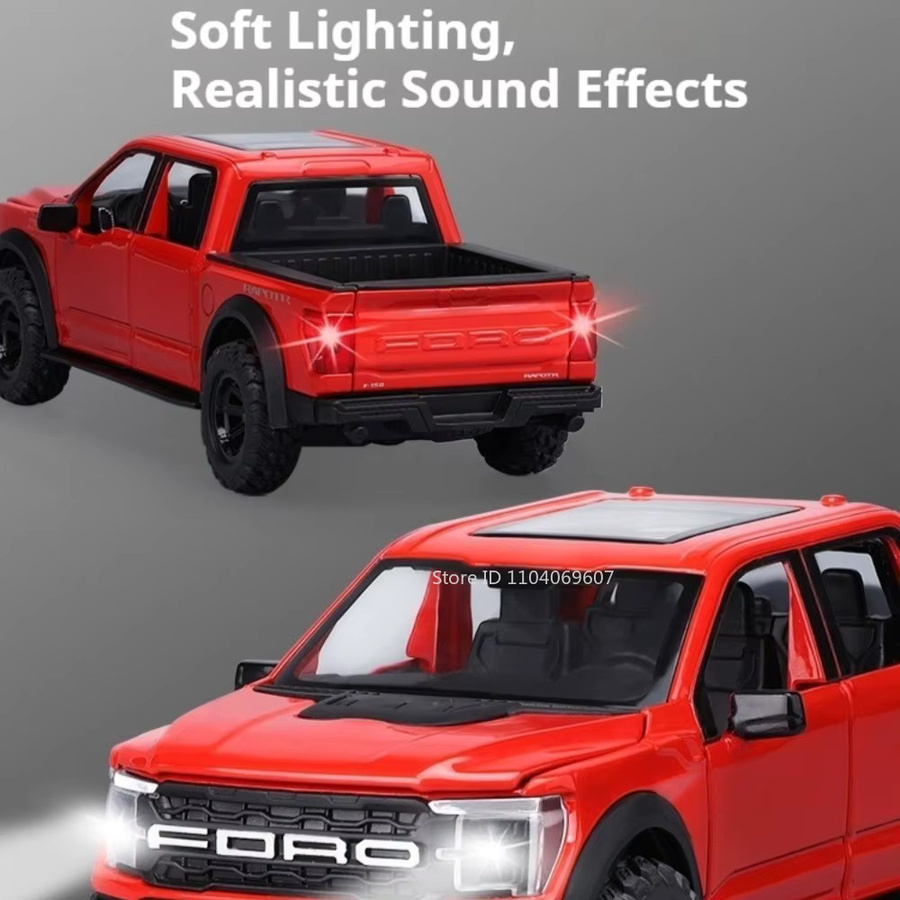 MAKEDA F150 Hilux Modell-Spielzeug, Geländewagen, 1:32, mit Sound und Licht, mit öffnenden Türen und Rückziehfunktion - Bild 3