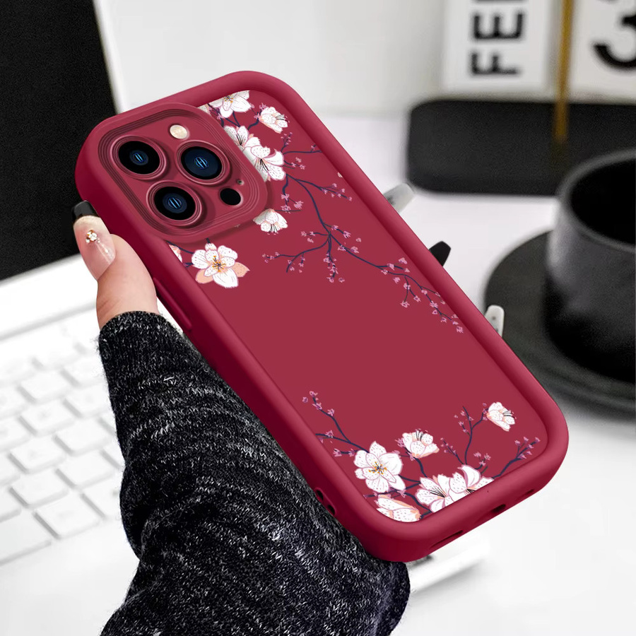 Handyhülle mit Frühlingsblumen für Huawei Honor 600 400 300 200 90 70 Pro Lite Ultra Smart 4G 5G Soft Cover in Schwarz und Rot - Bild 4