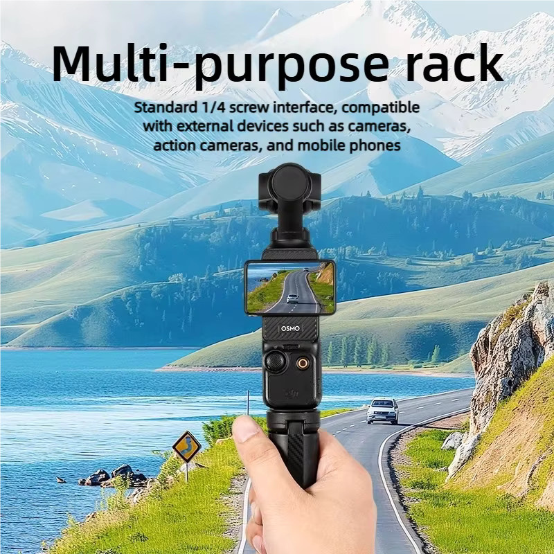 Ronkoen Mini Stativ für DJI Action 4/5 Pro und DJI Pocket 3, Tragbarer Desktop-Ständer für Kamera und 360 Panorama Motion, Schwarz - Bild 3