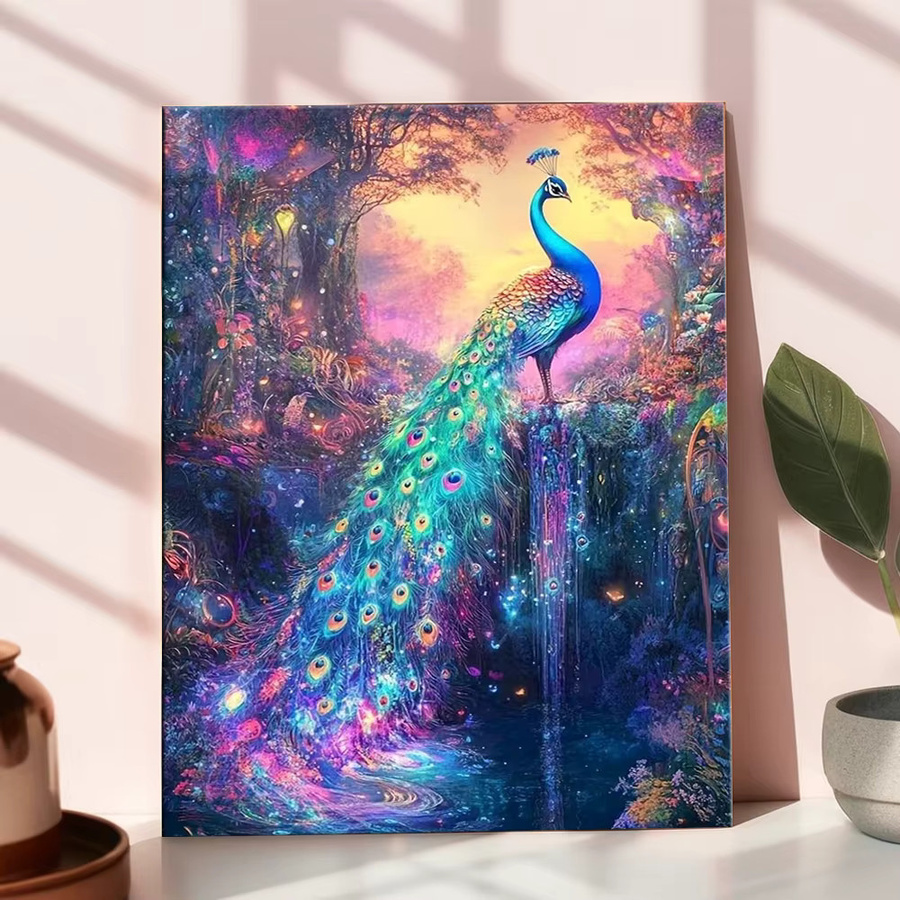 HUACAN Malen nach Zahlen, Pfau, Tier, DIY-Gemälde-Set, bunt - Bild 2
