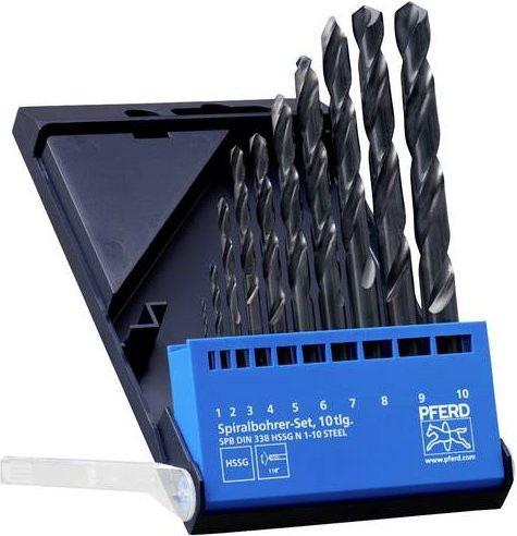 PFERD Spiralbohrer-Set STEEL HSSG N DIN 338 universal, 10-teilig, silber - Bild 1