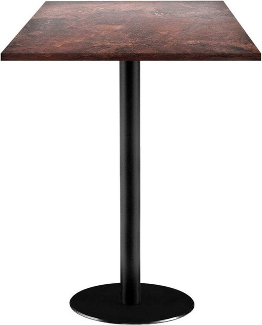 RestooTab Stehtisch Rome quadratisch in Stein-Optik mit schwarzem Gestell, Farbe Braun/Schwarz, B/T/H: 60 x 60 x 113 cm - Bild 1