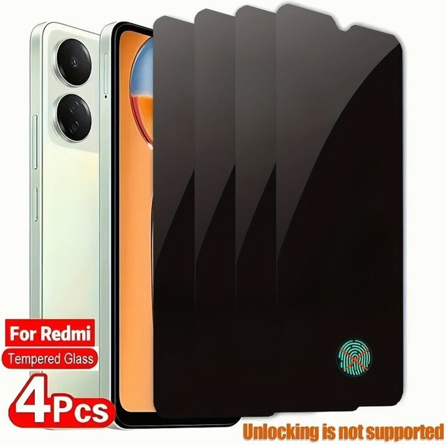 4er-Pack Xiaomi Anti-Spionage Hartglas Displayschutzfolie für Redmi Note 14 5G 13 12 11 Pro 14S 12S 11S 15C 15 14C 13C 12C 10A 9A - Bild 1