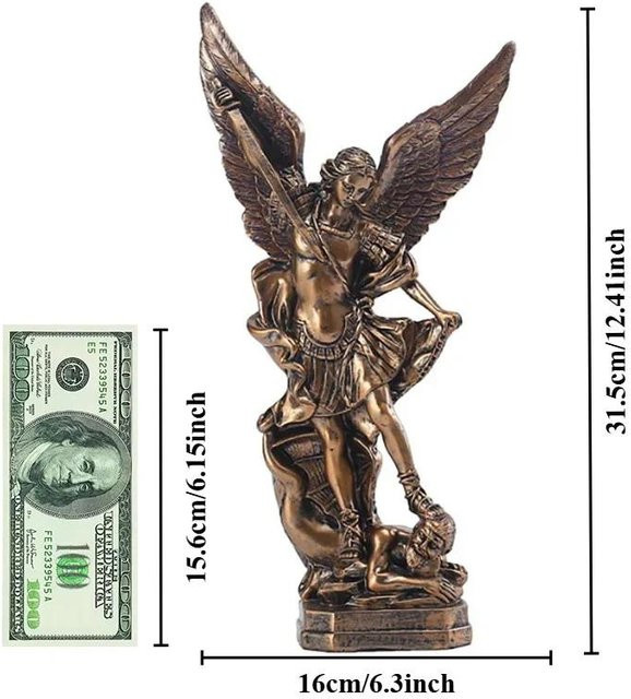 Harz Statue Erzengel Michael als Skulptur siegreich über Satan - Bild 1