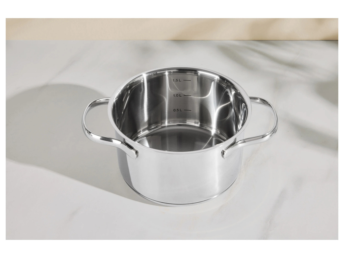 SILVERCREST® Edelstahltopf mit Glasdeckel und Ausgießrand, Durchmesser: 16 cm - Bild 2