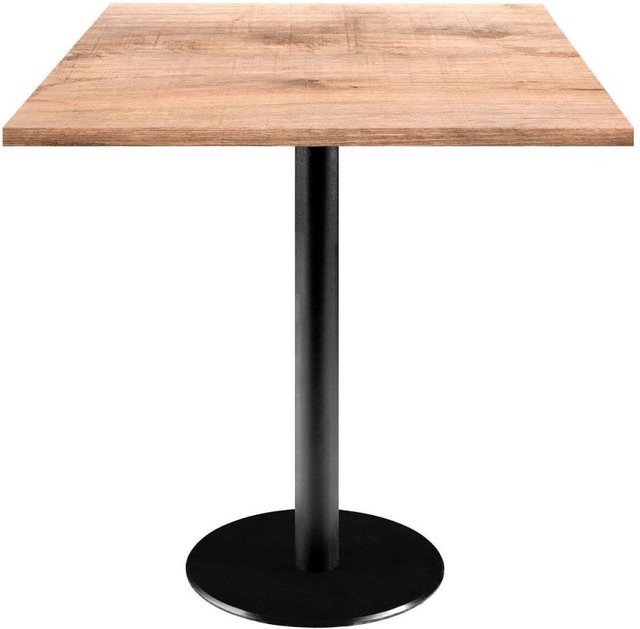 RestooTab Tisch Rome quadratisch in Eiche Dekor mit schwarzem Gestell, B/T/H: 70 x 70 x 75 cm - Bild 1