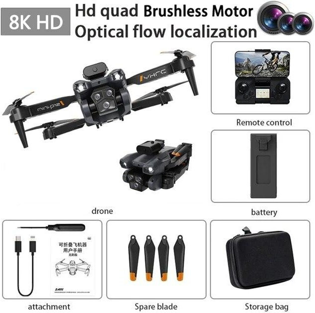 LYZRC P12 Pro Drohne mit 8K Dual Camera, 3-Achsen Gimbal Stabilisierung und ESC Fotofunktion, Orange - Bild 1