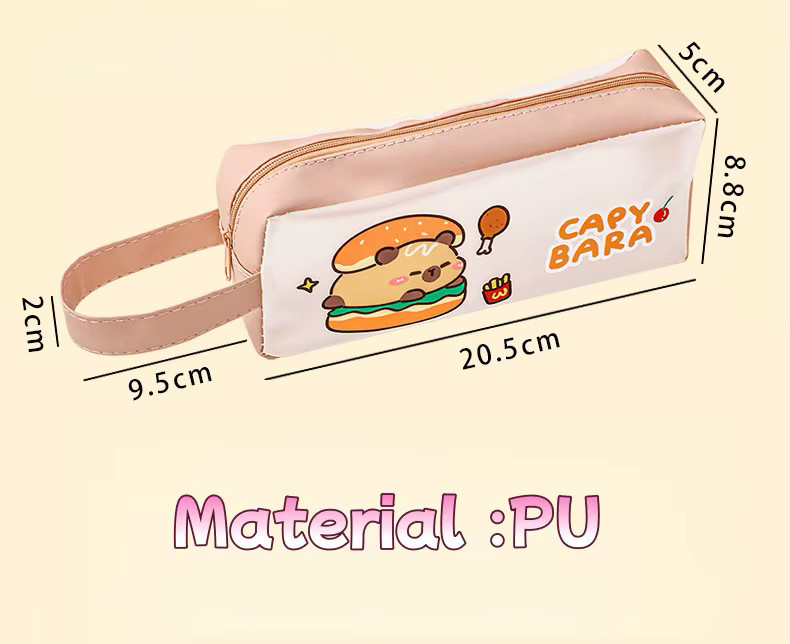 Transparentes Capybara Federmäppchen aus PVC in Orange mit Reißverschluss als Organizer für Schulbedarf und Kosmetik - Bild 2