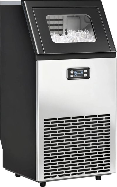 HOMCOM Kommerzielle Eiswürfelmaschine in Silber und Schwarz mit Timer und Eisschaufel, B/T/H: 39 x 37 x 80 cm - Bild 1