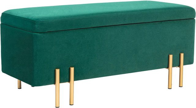 HOMCOM Sitzbank mit Stauraum aus Samt in Grün, B/T/H: 100 x 40 x 42 cm - Bild 1