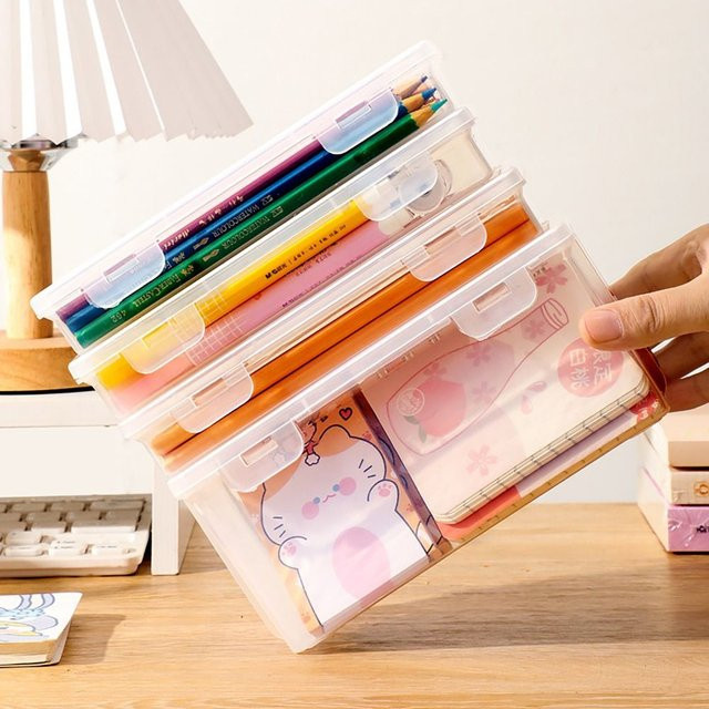 Transparenter Desktop-Organizer aus Kunststoff mit mehreren Fächern für Schreibwaren, Stifte und Bürobedarf - Bild 1