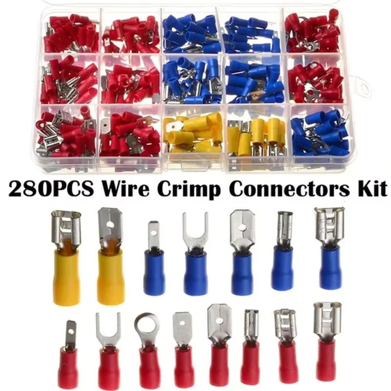 Isoliertes Kabelschuhe-Set mit elektrischen Kabelverbindern und flachen Crimp-Anschlüssen für männliche und weibliche Steckverbinder, Multicolor, 280/480/720-teilig - Bild 3