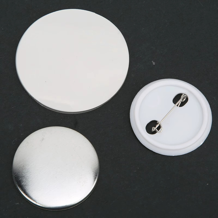 100 Sets Abzeichen Pin Button Teile aus Metall in Silber zum DIY Basteln, Durchmesser: 37 mm - Bild 2